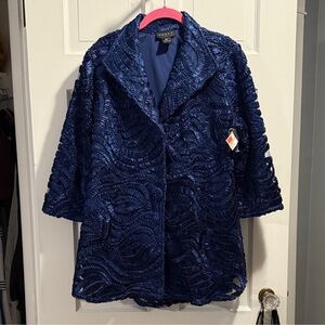 Weavz Navy Blue Textured Blazer